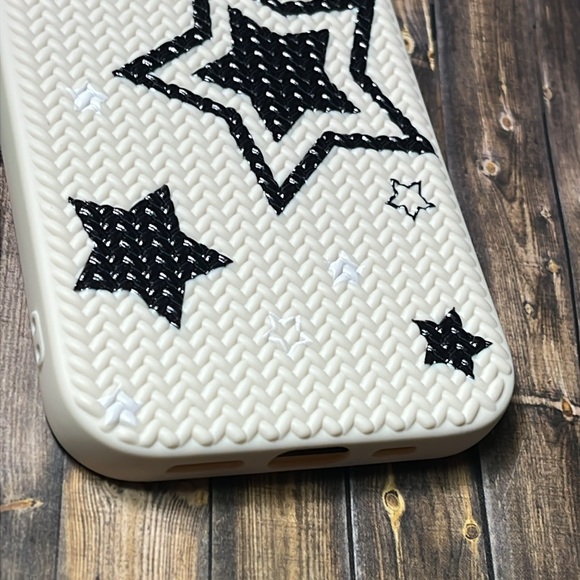 5for$10 Textured iPhone 15 Phone Case Braid Shockproof Phone Case Black Star - Picture 4 of 10